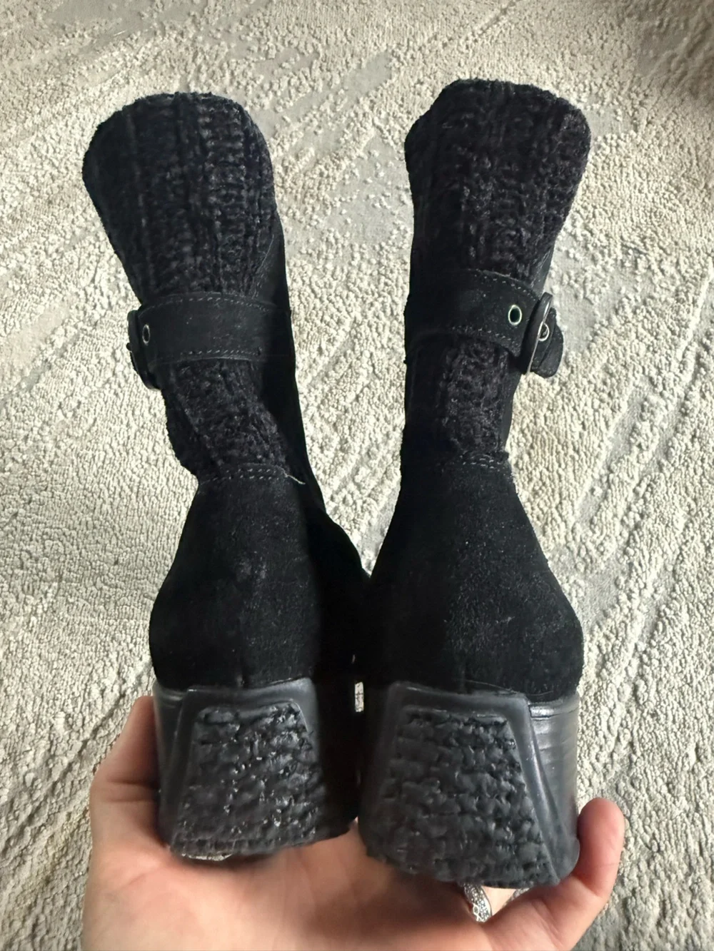 Aquatalia Black Suede Ankle Boots Mia wedge Waterproof comfort 8